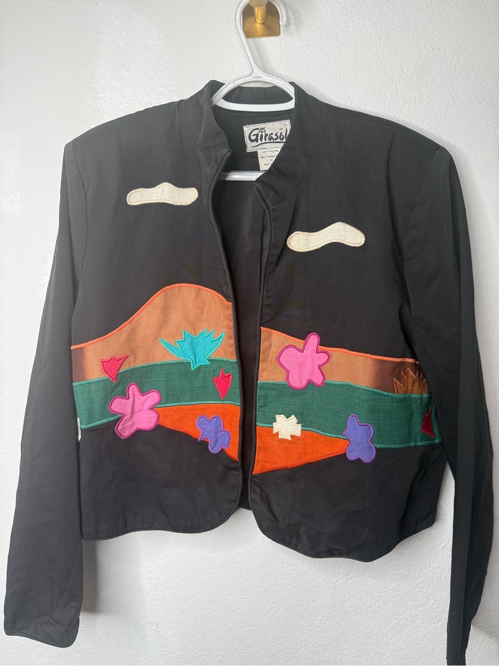 Girasol vintage Mexican Folk Art Crop Jacket with Colorful Floral ✨RARE find✨✨